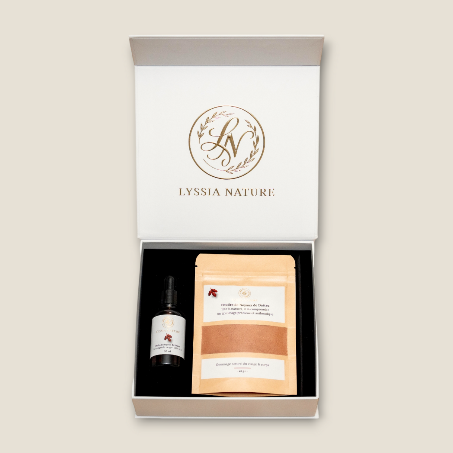 Coffret Nutrition – Huile & Gommage aux Noyaux de Dattes (30 ml)