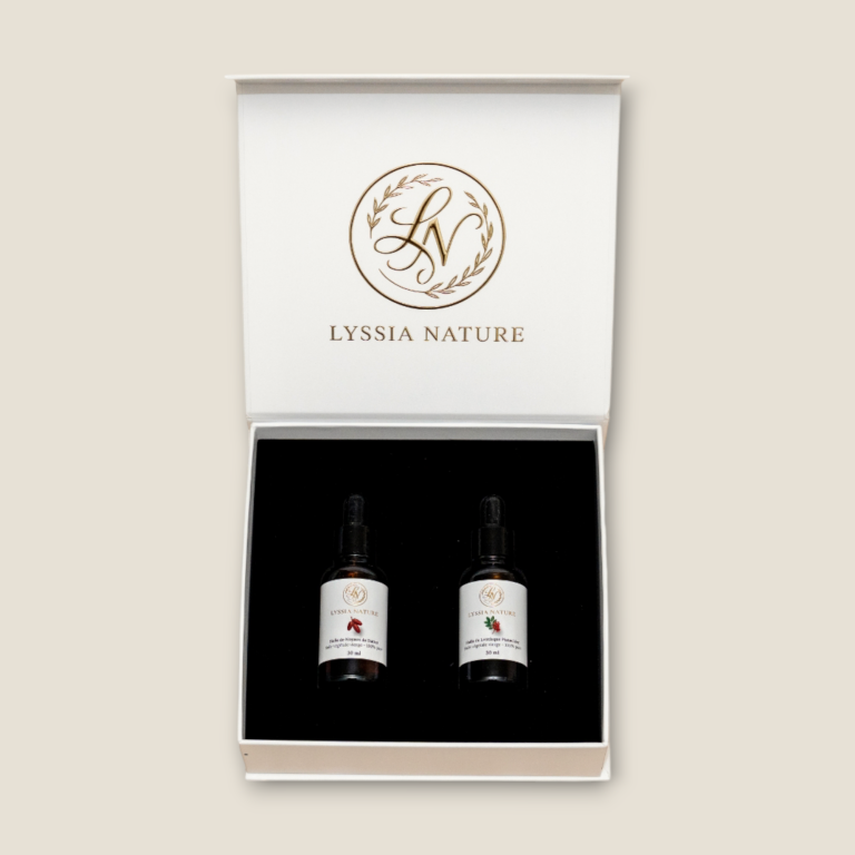 Coffret Duo d’Huiles Précieuses – Noyaux de Dattes & Lentisque Pistachier (2 x 30 ml)