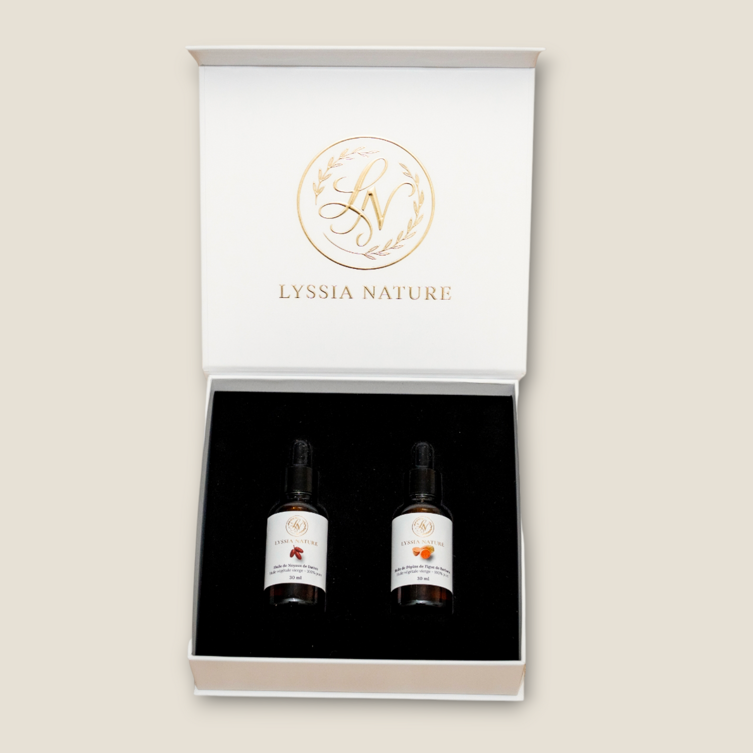 Coffret Duo d’Huiles Précieuses – Pepins de Figue de Barbarie & Noyaux de Dattes (2 x 30 ml)